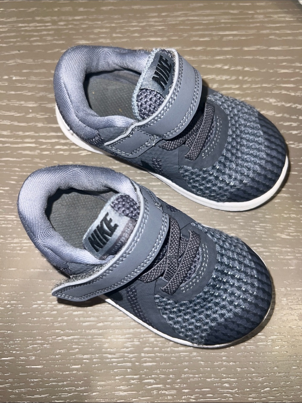 Nike Kids Grey Knit Sneaker with Velcro Strap